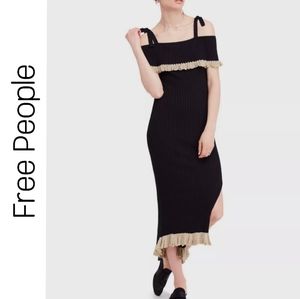Free People Black Cold Showder Lace Sweater Dress